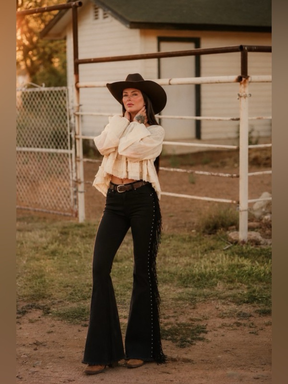 Texas Sun Bell Bottom Jean in Black